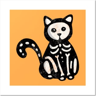 Skeleton Cat Posters and Art